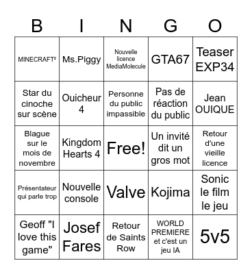 SEUMer Game Fest Bingo Card