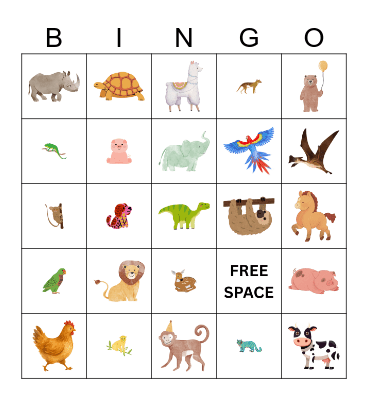 JUNGLE ANIMALS Bingo Card