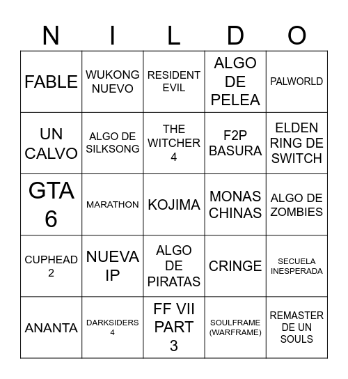 SUMMER GAME FEST 2026 Bingo Card