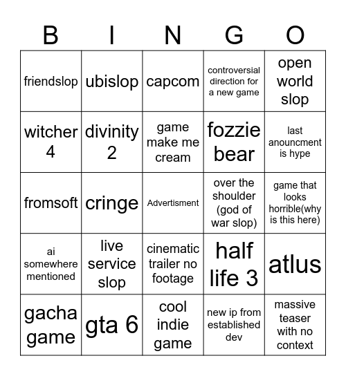 Summer games fest Bingo Card