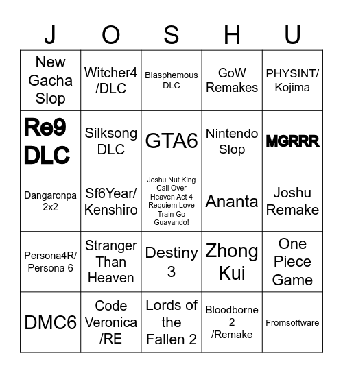 Summer Game Fest 2026 Bingo Card