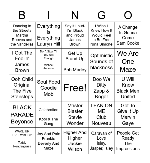 Juneteenth Jams Bingo Card