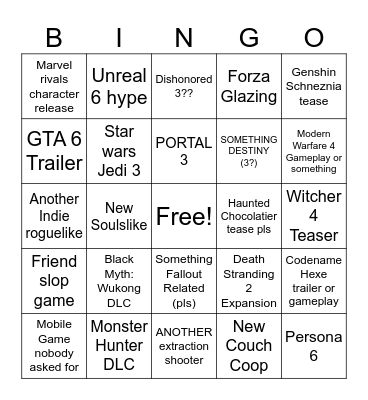 Easy Wins Bingo Card