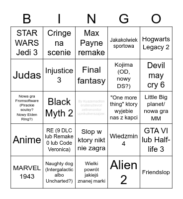Summer Game Fest Bingo PL Polska Bingo Card