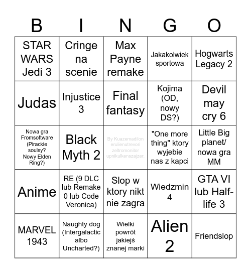 Summer Game Fest Bingo PL Polska Bingo Card