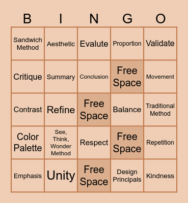 Art Critique Vocabulary Bingo Card