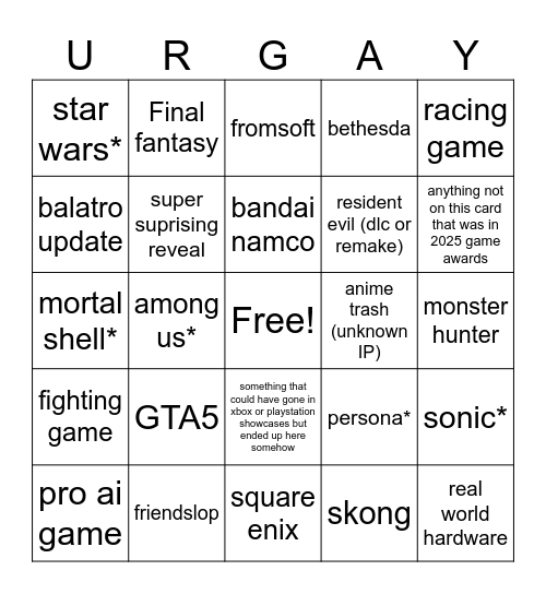 Untitled Bingo Card