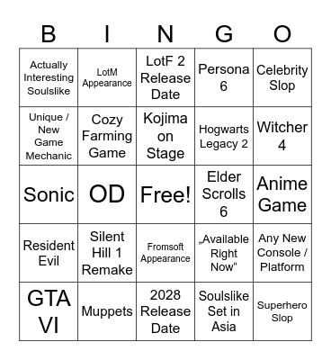 SGF 2026 Bingo Card