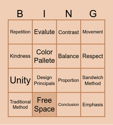 Art Critique Vocabulary Bingo Card