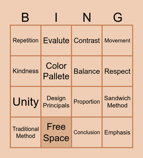 Art Critique Vocabulary Bingo Card