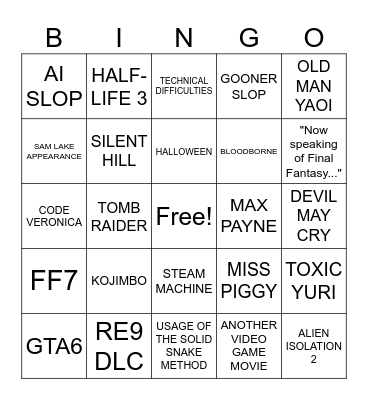 SUMMER GAME FEST 2026 Bingo Card