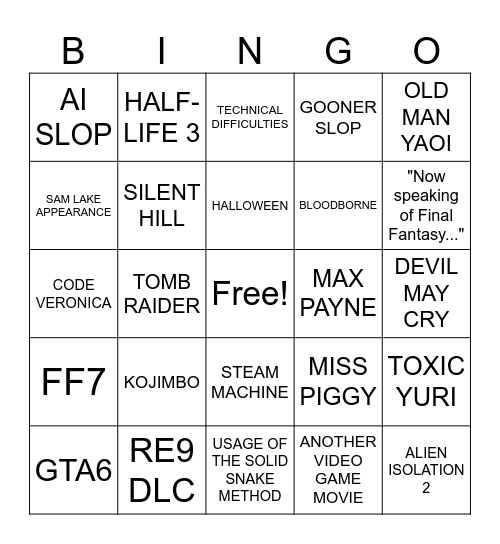 SUMMER GAME FEST 2026 Bingo Card
