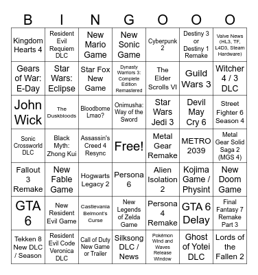 Summer Game Fest 2026 Bingo Card