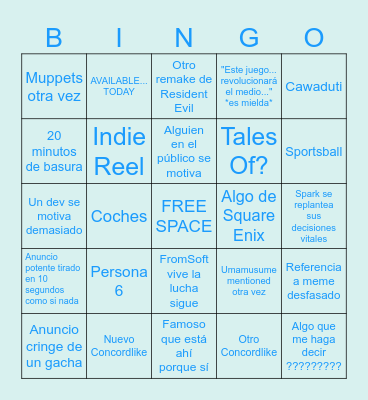Summer Games Fest 2026 Bingo Card