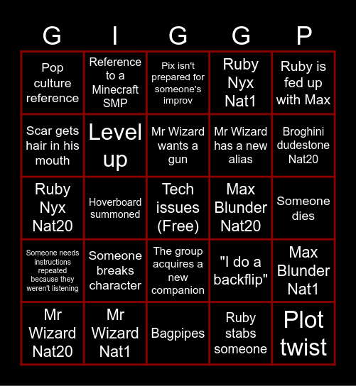 GIGGS DND BINGO Card
