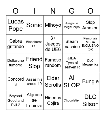 Binboingus Bingo Card