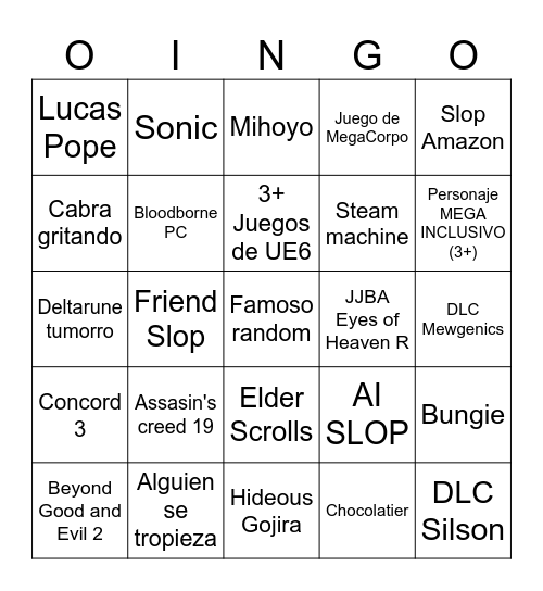 Binboingus Bingo Card