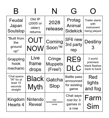Summer Games Fest 2026 Bingo Card