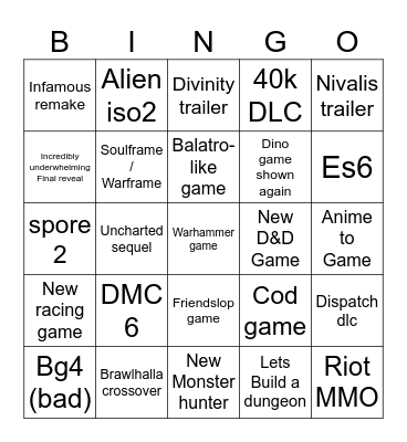 SGF Bingo Card