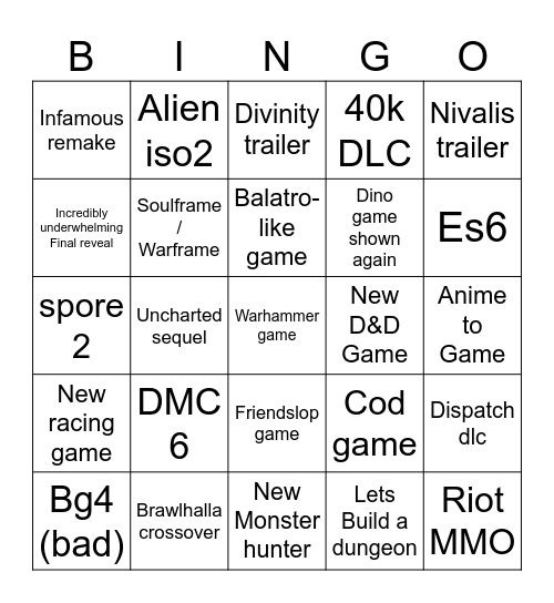 SGF Bingo Card