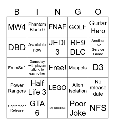 Madmano SGF Stream Bingo Card