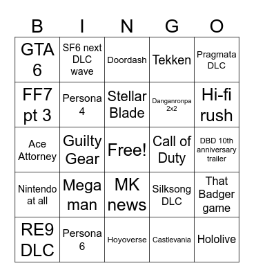 Summer Games Fest 2026 Bingo Card