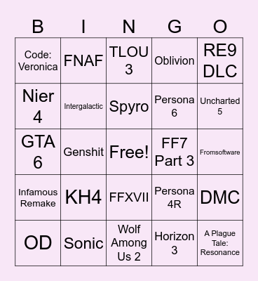 Summer Game Fes 2026 Bingo Card