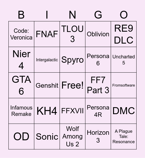 Summer Game Fes 2026 Bingo Card