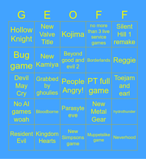 The Summer Keighleys 2026 Bingo Card
