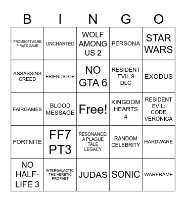 SUMMER GAME FEST 2026 Bingo Card