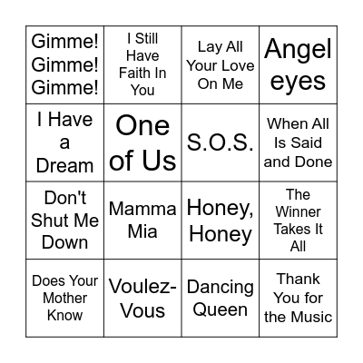 ABBA Bingo Card