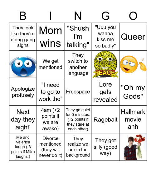 Parents are arguing Bingo Card