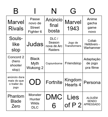 Bingo Paranormal Bingo Card