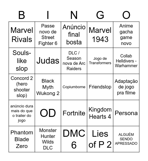 Bingo Paranormal Bingo Card