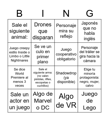 B1 Bingo Card