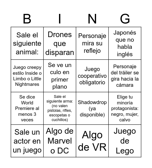 B1 Bingo Card