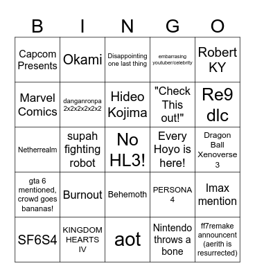 Ms Piggy's Affair Bingo Card