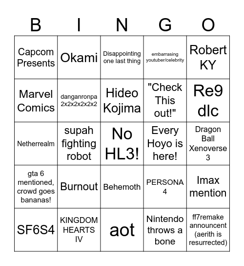 Ms Piggy's Affair Bingo Card
