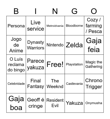 Summer games fest Bingo Card