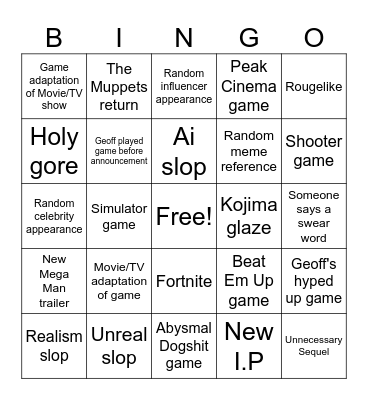 Summer Games Fest 2026 Bingo Card