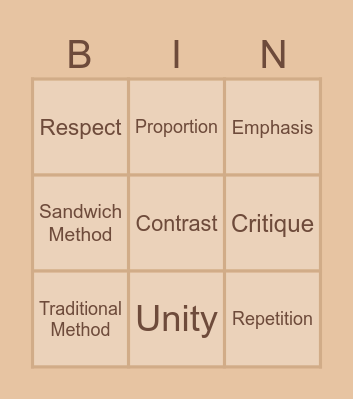 Art Critique Vocabulary Bingo Card