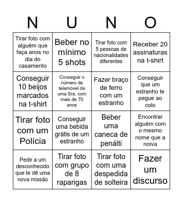 Despedida Dias Bingo Card