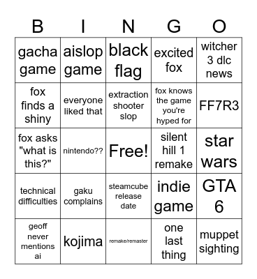Summer Games Fest 2026 Bingo Card