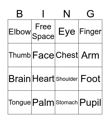 Multiple Meaning Words: Body Part Bingo Card