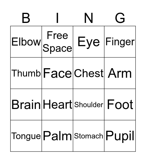 Multiple Meaning Words: Body Part Bingo Card