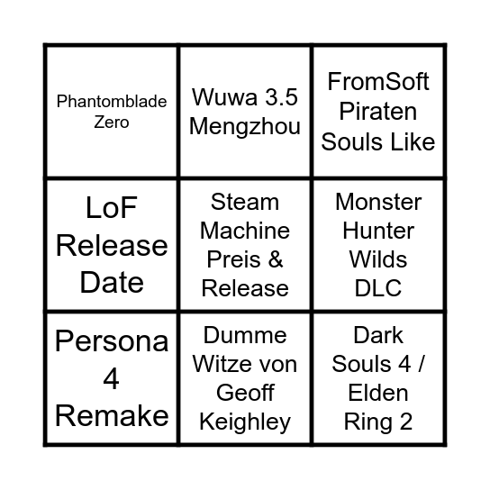 SGF Announcements Bingo Card