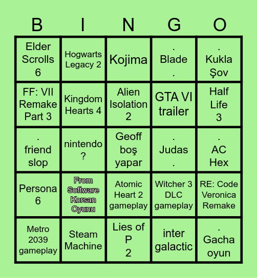 Summer Games Fest 2026 Bingo Card