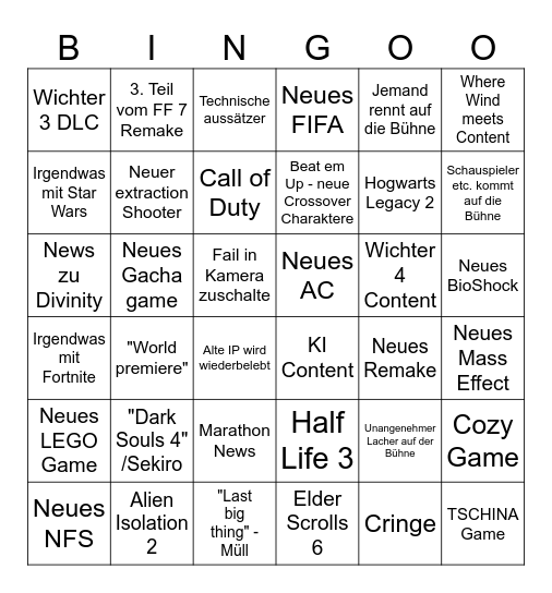 Summer Games Fest 2026 Bingo Card