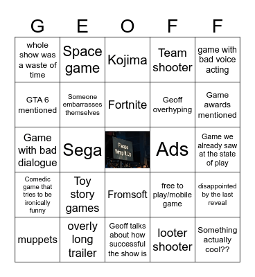 Geoff summer Bingo Card