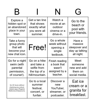 3 months of vacation Bingo Card